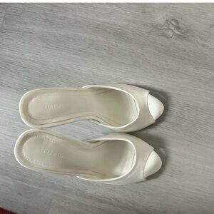 Cult of Coquette White Peep Toe Mules